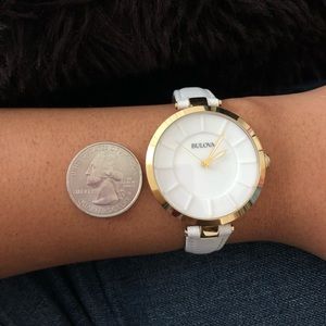 Bulova leather band watch w/Box